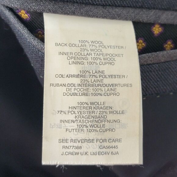 J Crew Tollegno 1900 Ludlow Blazer Mens 42R Blue Single Breasted Sports Jacket - Picture 6 of 16